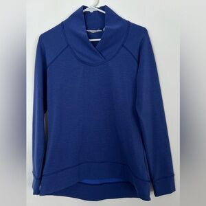 Athleta Shawl Collar Blue Stretch Sweatshirt